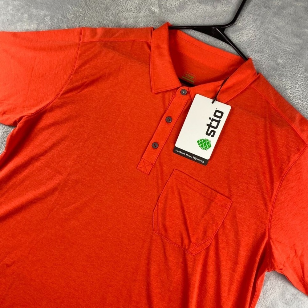 Stio Shirt Mens XL Divide Polo Orange Performance Tech Outdoor Golf Hiking